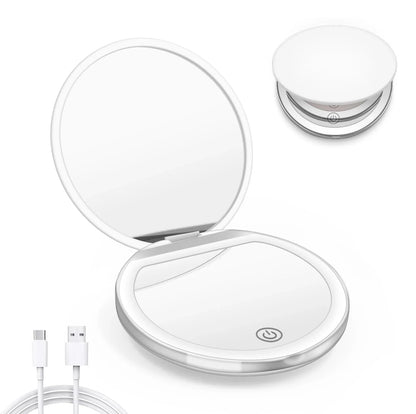 Rechargeable LED Compact Mirror with Lights | 1X/3X Magnification, Pocket Handheld Travel Mirror, Perfect for Gifts