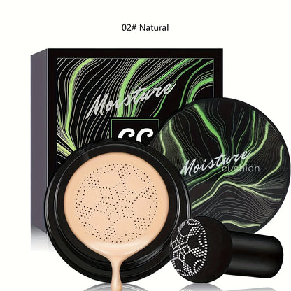 Mushroom Head Air Cushion, CC Cream Foundation Moisturizing Concealer Waterproof Oil Control Long-Lasting Nude Makeup