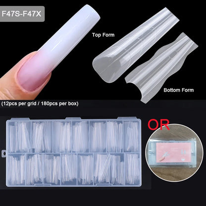 1 Box Dual Nail Forms New 180pcs 15 size Extensions-Dual Forms Long Coffin Almond Top/ Bottom Nail Forms Manicure Extension Tool