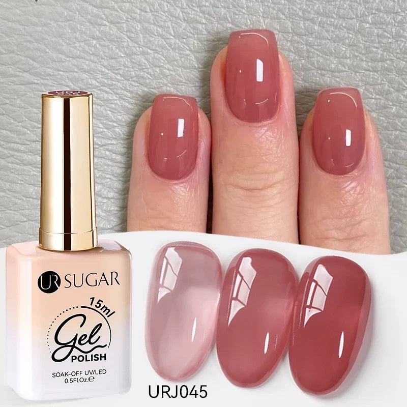UR SUGAR 15ml Fiber Rubber Base Gel Upgrade Broken Nail Repaired Fiberglass Clear Quick Building UV Construction Gel Soak Off
