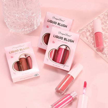 Three-Piece Set of Matte Liquid Blush, Natural Highlighter, Long-Lasting Blush, Delicate Color, Clear and Light Blush