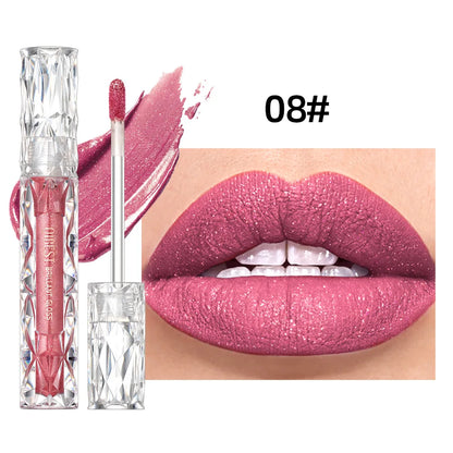 Diamond Shimmer Waterproof Lipgloss 10 Colors Liquid Lipstick Glitter Shiny Pearl Glaze Long Lasting Lip Tint Women Makeup