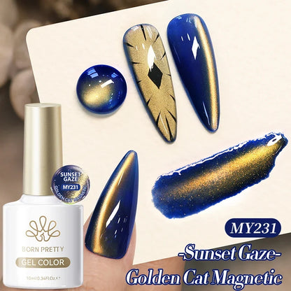 BORN PRETTY 10ml Rhine Lake Blue Cat Magnetic Gel Dark Blue Glitter Soak Off UV Gel Nail Art Varnish Manicure Nail Art Salon