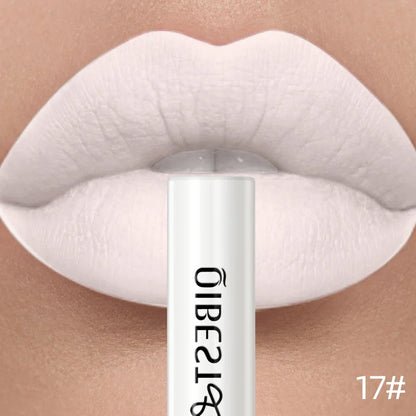 QIBEST Sexy Red Matte Lip Gloss Long Lasting Velvet Liquid Lipstick Lip Makeup Women Beauty Nonstick Cup Waterproof Lipgloss Hot