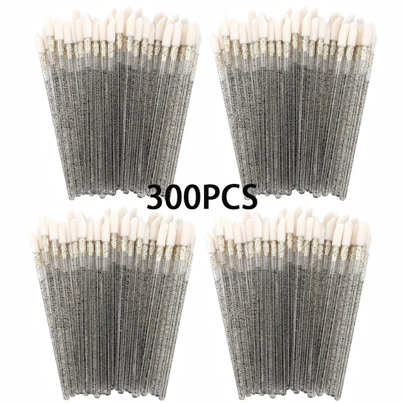 100/300PCS Crystal Lip Brush Lipstick Gloss Applicator Wands Wholesale For Eyelashes Extension Tool Kits Makeup Accessories