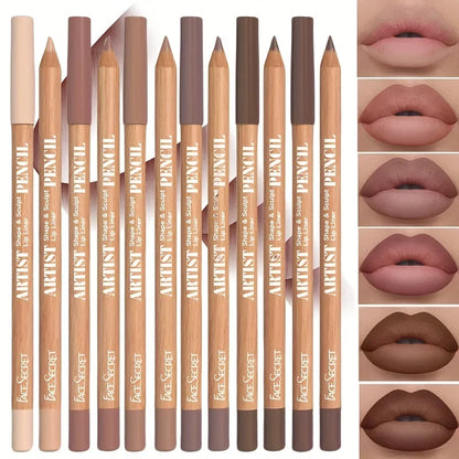 6pcs Velvet Matte Lip Liner Set - Long-Lasting Versatile Shades Longlasting Lip Makeup Berry, Brown, Pink Lip Pencil