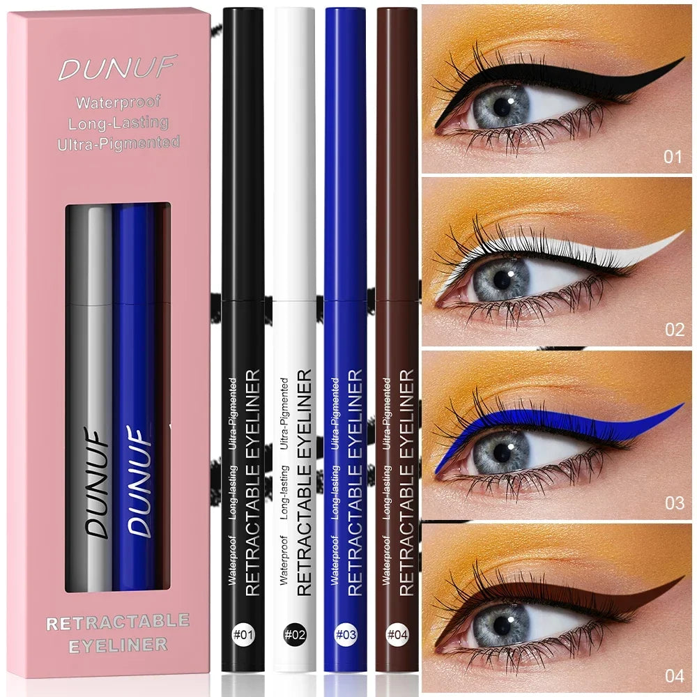 4 Pcs/set Retractable Eyeliner Durable Waterproof Eyeliner Pencil Non-smudging Soft Easy to Operate Sweat