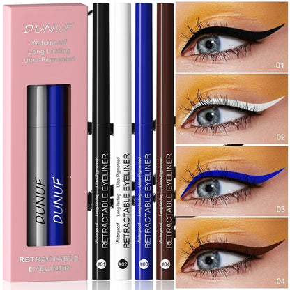 4 Pcs/set Retractable Eyeliner Durable Waterproof Eyeliner Pencil Non-smudging Soft Easy to Operate Sweat