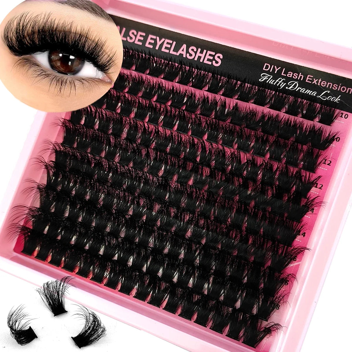 10Row 40D-200D 5D Fluffy Thick Lashes Clusters 10-18mmMix Wispy Individual Lashes Extensions Clusters DIY Makeup False Eyelashes