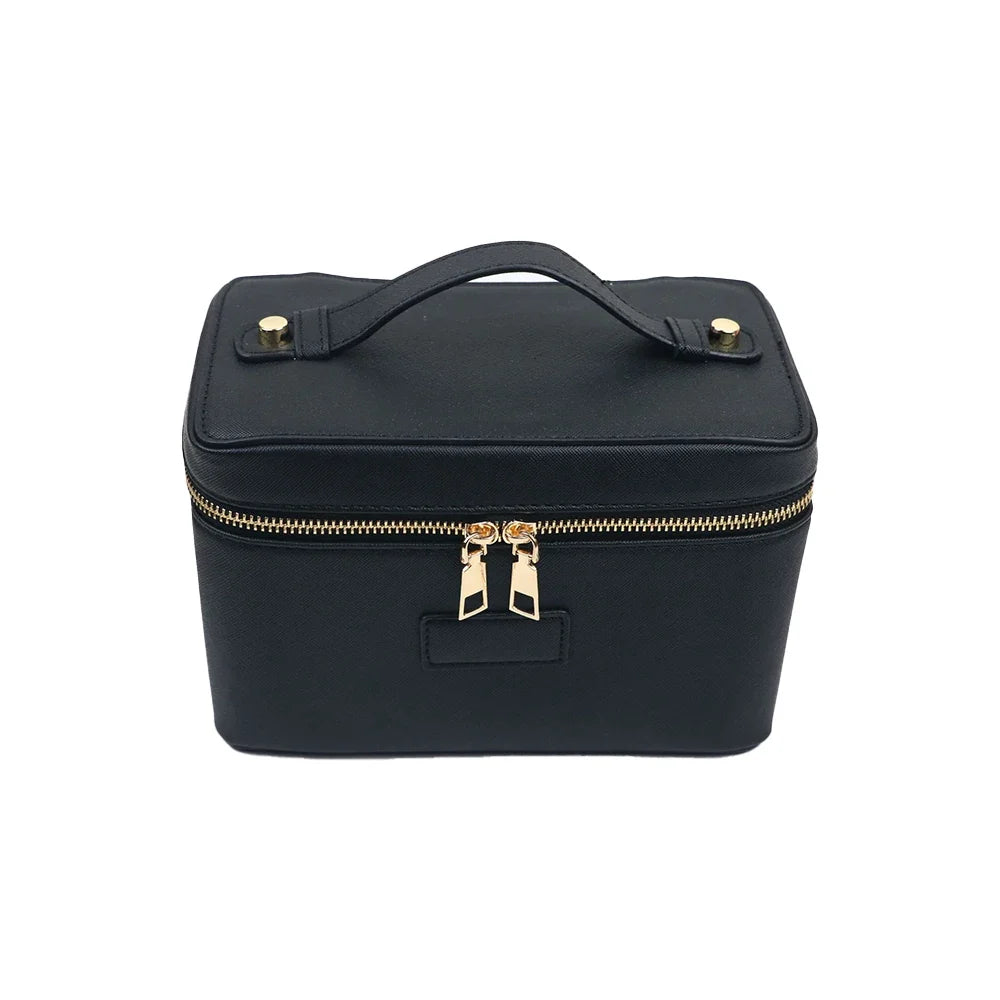 Customized name pu leather cosmetic bag with zoned storage and large capacity toiletry bag for autumn and winter new products