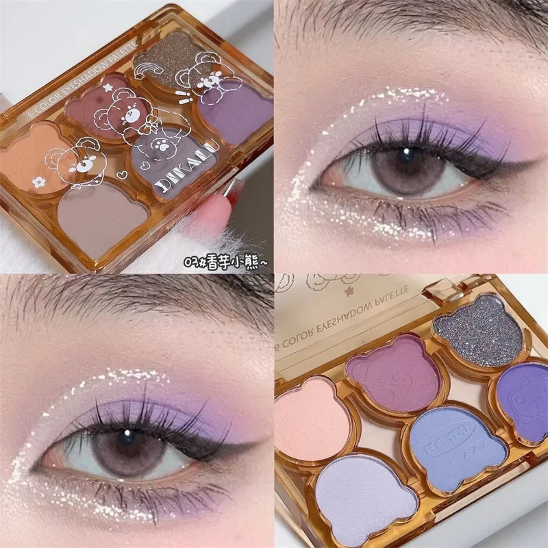 6 Colors Matte Eyeshadow Palette Fine Shimmering Pearlescent Smoky Gray Red Black Eye Shadow Wine Red Eye Makeup Wholesale