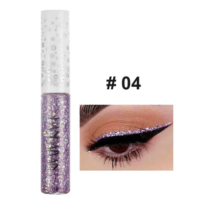 12 Colors Shiny Eye Liners Cosmetics For Women Pigment Silver Rose Gold Color Glitter Liquid Eyeliner Metallic Colorful Makeup