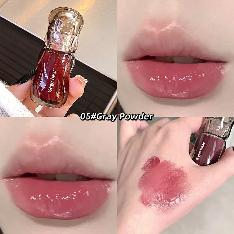 Gege Bear Crystal Gloss Lip Tint — Autumn/Winter Hydrating Formula, Mirror-Gloss Finish, Youthful Plumping Effect