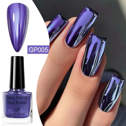 8ml Metallic Nail Polish Mirror Effect Fast Drying Long-Lasting Nails Art Polish DIY No Need Lamp Cure Manicure Nail Supplies