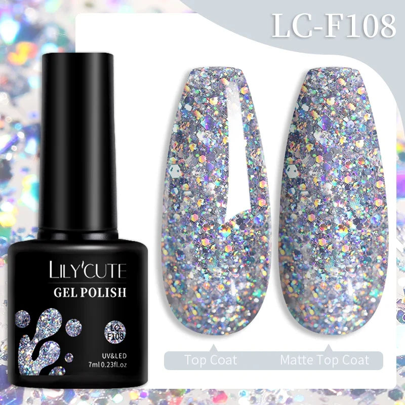 LILYCUTE 7ML Colorful Gel Nail Polish 129 Colors Long Lasting For Manicure Semi Permanent Base Top Coat Nail Art UV Gel Varnish