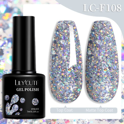 LILYCUTE 7ML Colorful Gel Nail Polish 129 Colors Long Lasting For Manicure Semi Permanent Base Top Coat Nail Art UV Gel Varnish