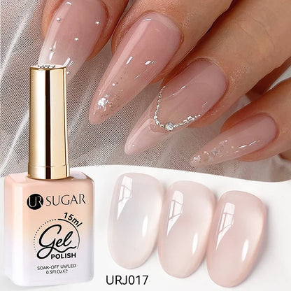 UR SUGAR 15ml Jelly Milky White Translucent Color Gel Polish Semi Permanent UV Gel Nail Art Soak Off Gel Varnish Latest Fashion