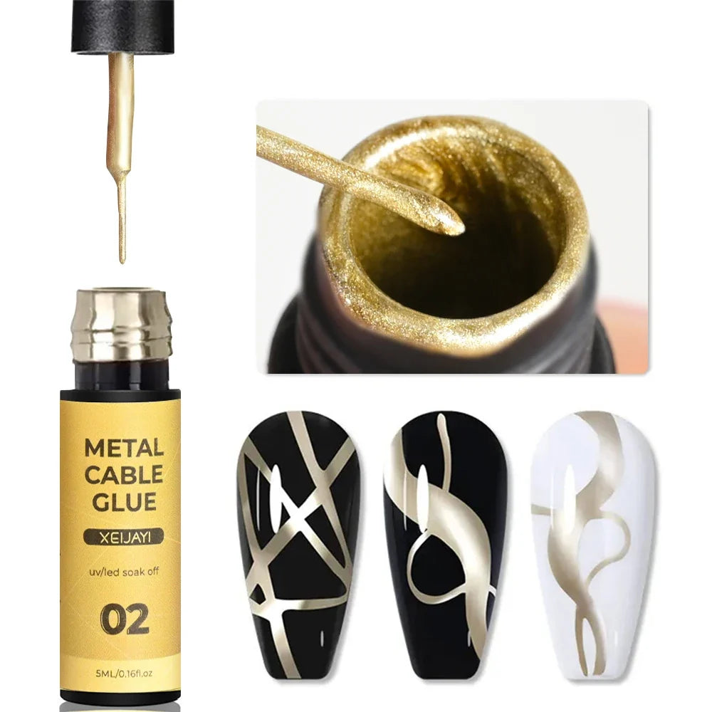 5/8/10/12ml 5D Metallic Painting Nail Gel Silver/Gold Liner Polish Mirror Chrome Effect Gel Nail Polish Soak Off UV/LED Drawing^