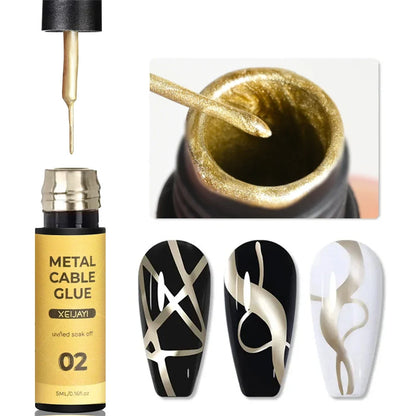 5/8/10/12ml 5D Metallic Painting Nail Gel Silver/Gold Liner Polish Mirror Chrome Effect Gel Nail Polish Soak Off UV/LED Drawing^