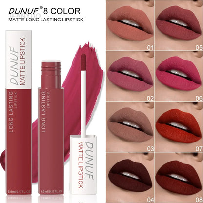 Non Stick Cup Liquid Lipstick Dark Purple Long Lasting Lip Gloss Matte Velvet Finish Resistant To Fading Waterproof Lip Cosmetic