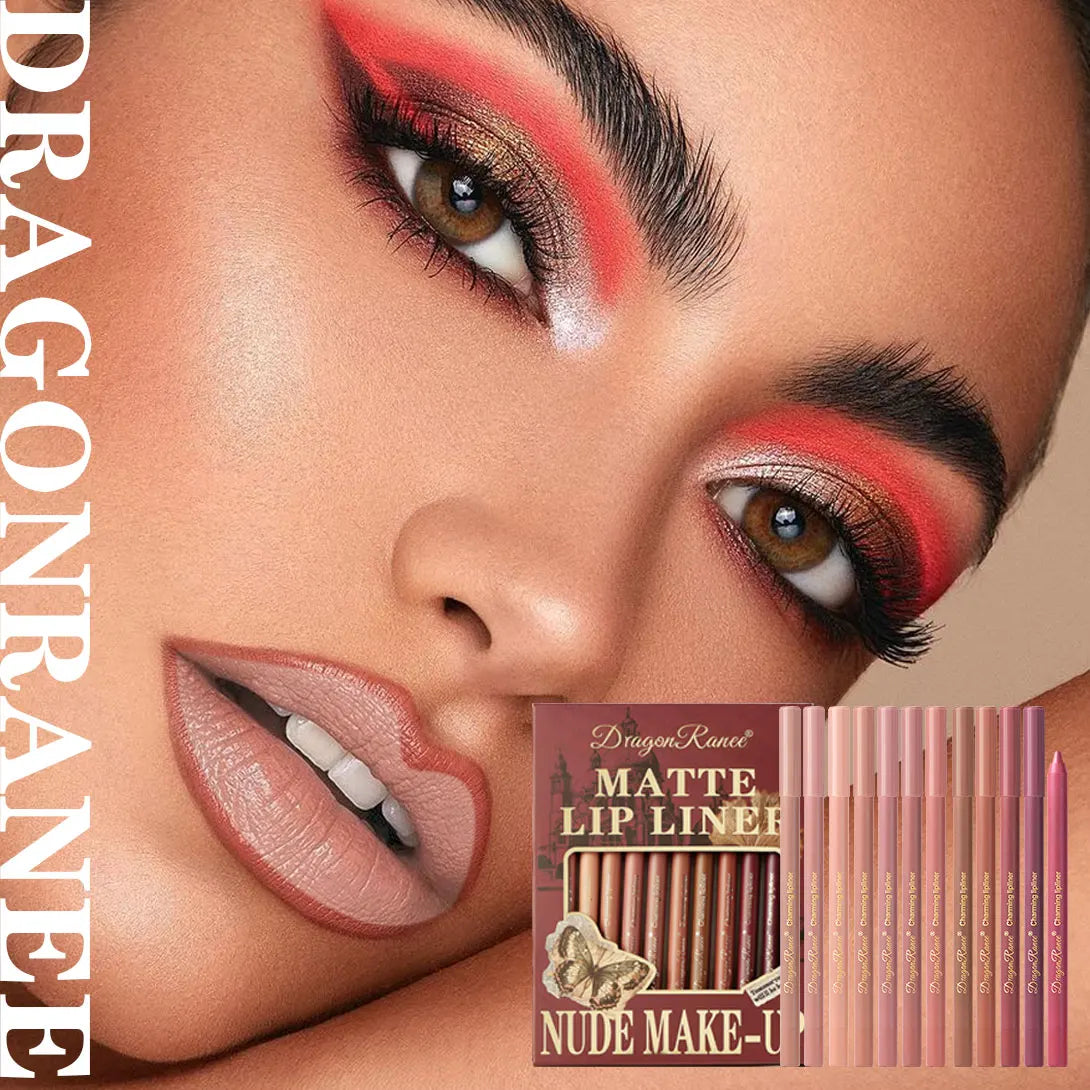 12Pcs/Set Lip Liner Set Waterproof and Sweat-Proof, Delicate Texture, Non-Smudged, Outline Lip Shape, Essential Lip Liner for Novices, Holiday Party, Valentine's Day Gift, Lip Liner Set