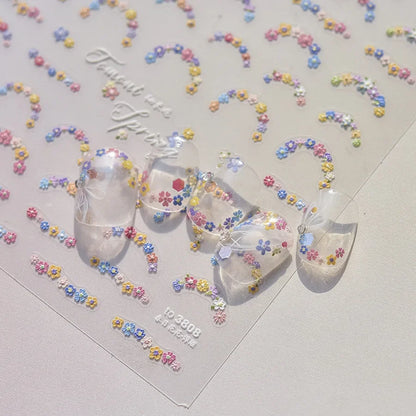 1pcs Dream Flower Window Shell Light Nail Art Stickers Japanese Flower Self Adhesive Stickers Press On Nails Decoration Decals
