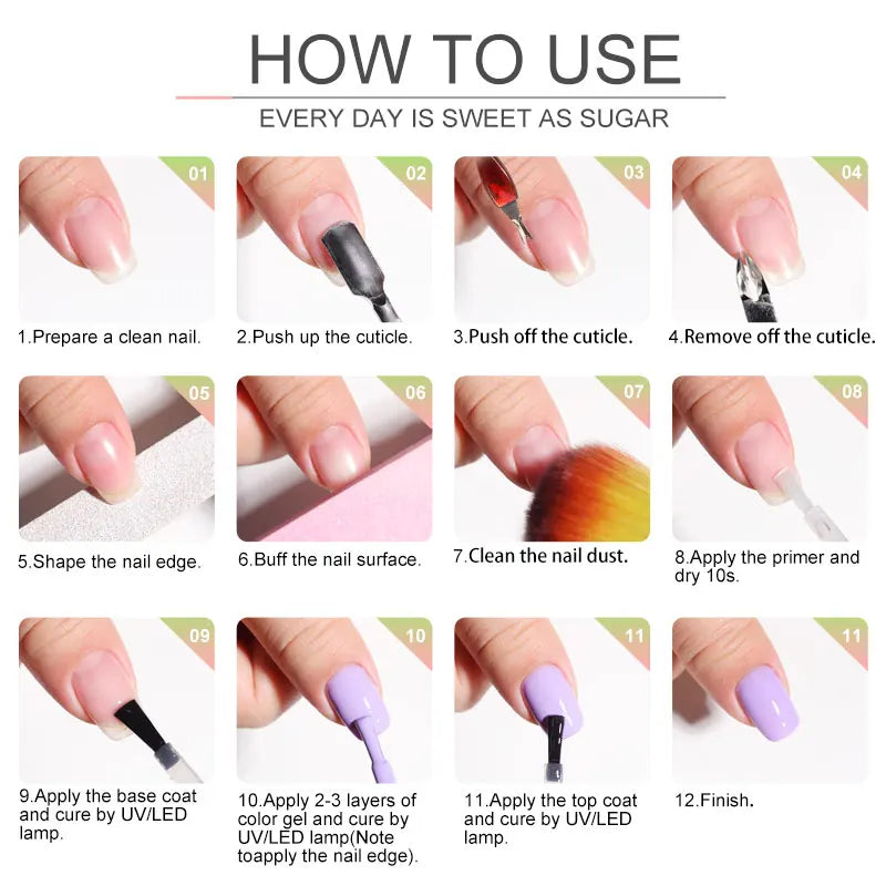 LIMEGIRL 9 Color Gel Nail Polish Set Macaron Color UV LED Soaking Semi-Permanent Gel Varn for Beginners Nail Art Design Gel Kit