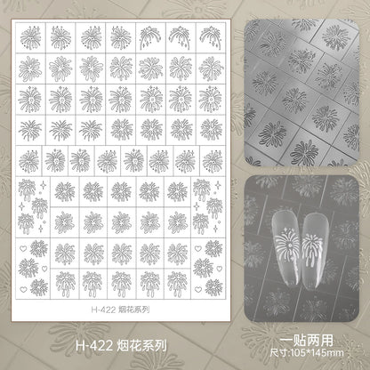 Kaniu Transparent Hollow French Nail Stickers Snowflake Starry Design Nail Art Decal Self-Adhesive Manicure Stencil Template