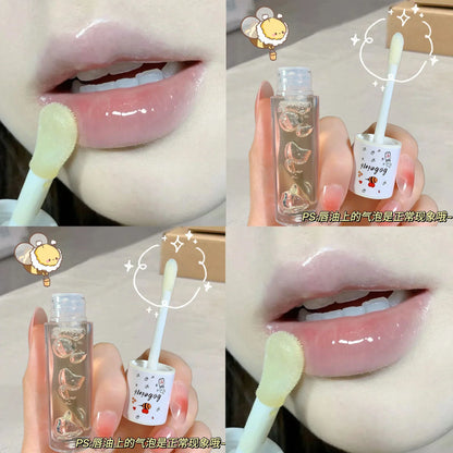Peach Honey Lip Oil Plump Moisturizing Non-sticky-hydrating Gloss Long-lasting clear liquid lip Balm