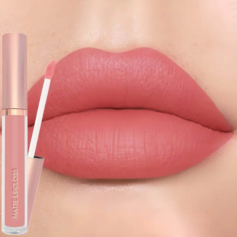 12Colors Creamy Matte Lip Gloss Long-lasting Velvet Non-drying Moisturizing Nude Berry Rose Lipstick Plump Lip Makeup Cosmetics