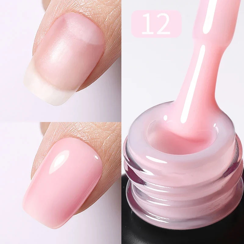 BORN PRETTY Milky Pink Rubber Base Gel Nail Polish Glitter 15ml Semi-Permanent Varnish Soak Off Self Leveling UV LED Gel