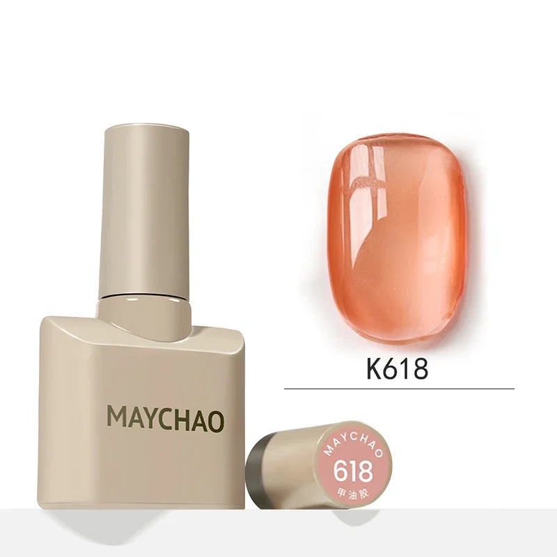 MAYCHAO 12ml Jelly Gel Nail Polish Semi Permanent Top Coat Soak Off UV LED Gel Art Nail Varnish Manicure Long Lasting Nail Gel