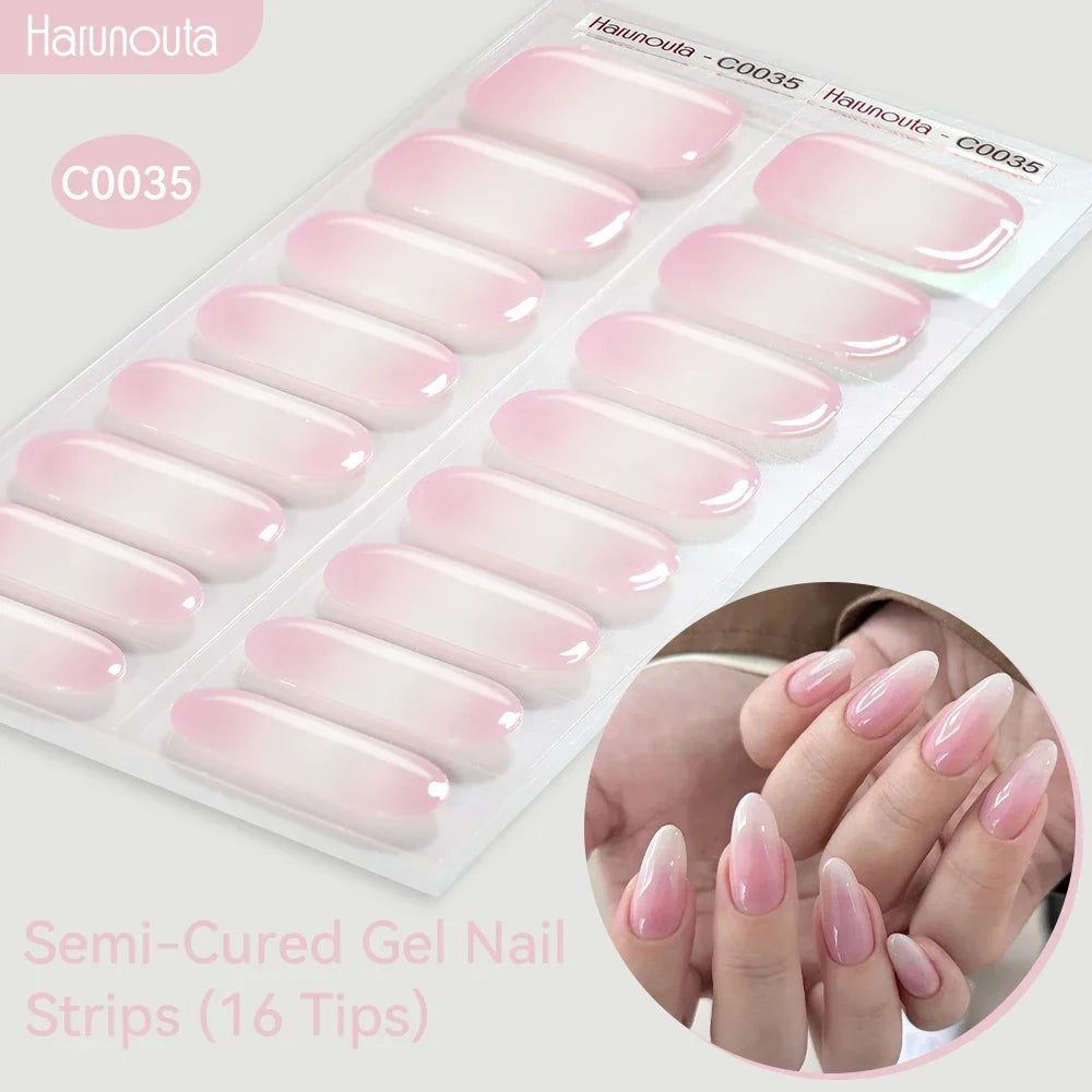 Gradient Auroras Semi Cured Gel Nail Strips Sparkly Shinning DIY Gel Polish Stickers for Nails Works with UV/LED Nail Lamps