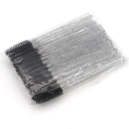 QSTY eyelash brush makeup brushes 50pcs individual disposable mascara applicator comb wand lash makeup brushes tools 6 colors