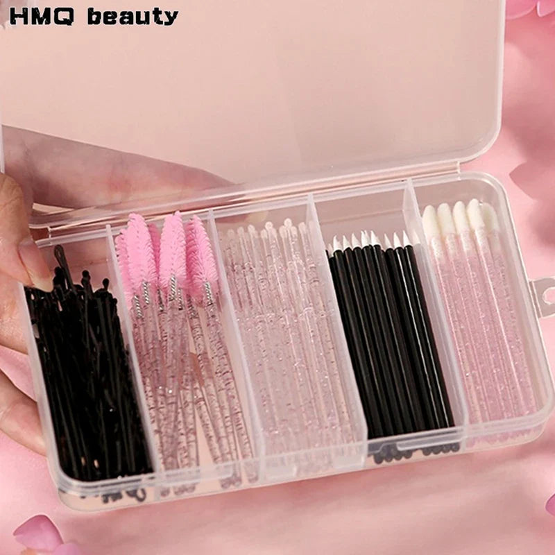 80pcs Professional Makeup Brush Set Box Eyebrow Eyelash Lip Brushes Hairpin Micro Brush for Eyelash Extension Makeup Tools