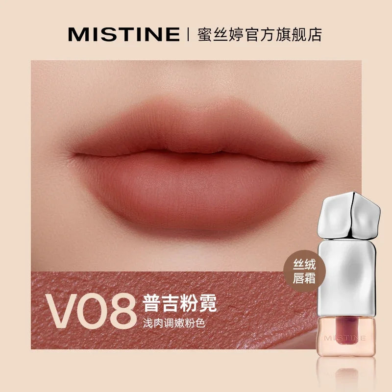 Mistine Lipstick Nude Long Wear Lip Creamy Korean Makeup Matte Lip Glaze Mirror Gloss Lip Jelly Long Lasting 2.9g