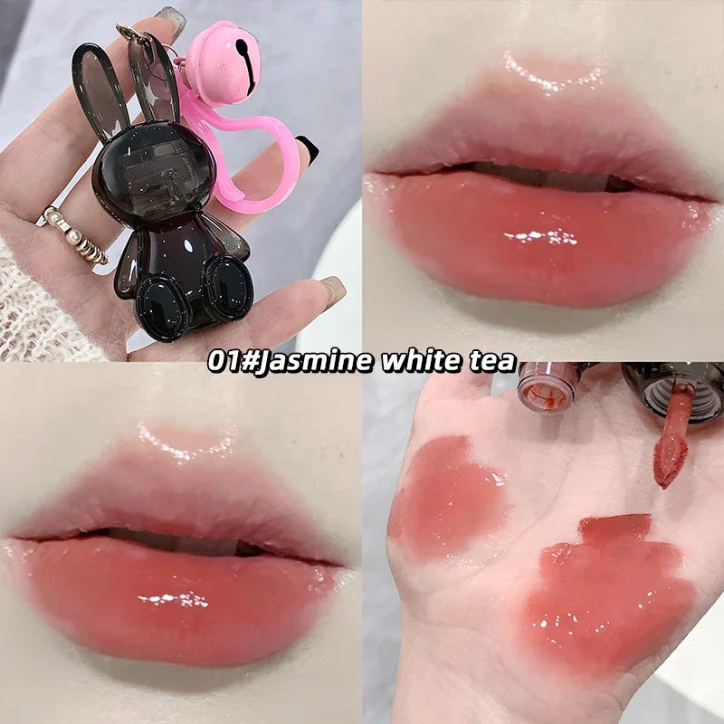 Gege Bear Pink Rabbit Velvet Matte Lip Cream Black Rabbit Water light lip glaze matte mirror pendant lipstick lip gloss