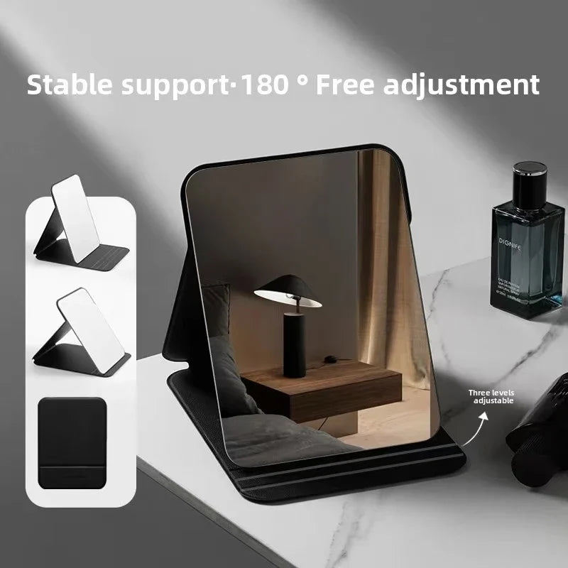 1PC Portable Compact Folding Makeup Mirror - Desktop Size, Suitable for Student Dormitories, Homes, with Storage Function