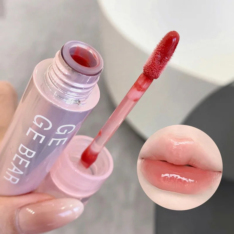Gege Bear Water Gel Lip Gloss — Hydrating, Crystal-Clear Shine with Long-Lasting Color and Natural Finish