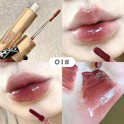 Gege Bear Crystal Lip Glaze Mirror Juicy Finish Non Sticky Moisturizing Dry Lips Plumping Lip Gloss Korean Style