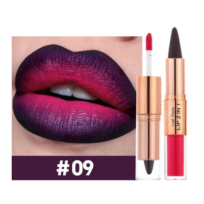 Sexy Red Black Lipstick Waterproof Lipliner Makeup Black Purple Rose Double Head Matte Lipgloss Tapered Lip Liner Contour Pencil