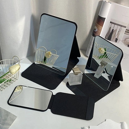 1PC Portable Compact Folding Makeup Mirror - Desktop Size, Suitable for Student Dormitories, Homes, with Storage Function