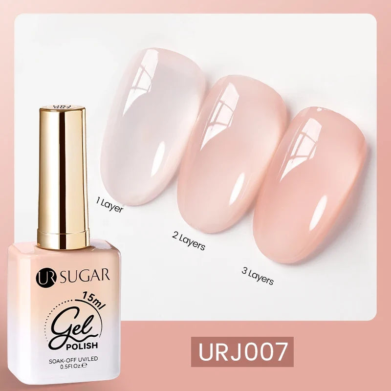 UR SUGAR 15ml Fiber Rubber Base Gel Upgrade Broken Nail Repaired Fiberglass Clear Quick Building UV Construction Gel Soak Off