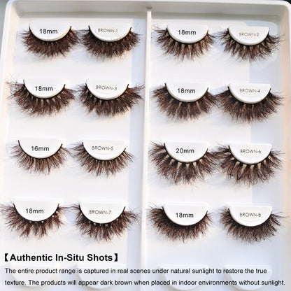 RED SIREN Brown Fluffy Mink Lashes 2026 New Design Luxurious Soft Natural Strip Lashes Cosplay Mink False Eyelashes Supplies