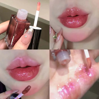 Blue Mermaid Color Pearlescent Shiny Lip Gloss Diamond Crystal Sparkle Lip Tint Milky Way Glitter Lips Waterproof Korean Make Up