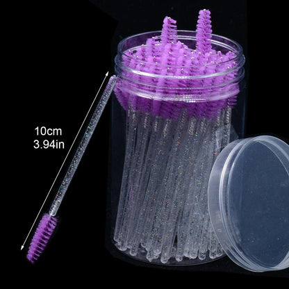 50Pcs/Bottle Eyelash Extension Brushes With Container Eyebrow  Eye Lash Mascara Wands Spoolies In Case Wholesale