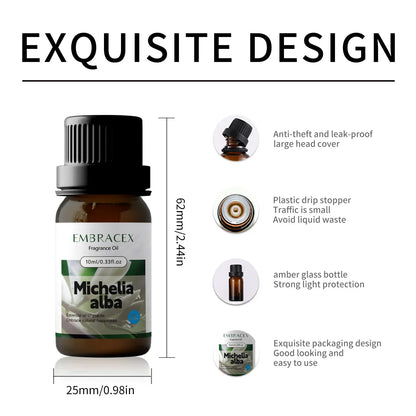 10ml Michelia Alba Essential Oil Natural Floral Fragrance Perfume - Exquisite Floral Fragrance for Aromatherapy & Daily Wear