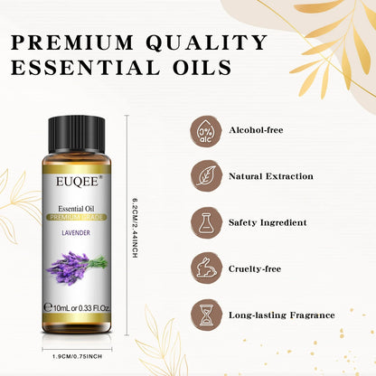 EUQEE 10ml Pure Natural Essential Oil Lavender Jasmine Eucalyptus Vanilla Sandalwood Sweet Orange Lemon Oregano Neroli Fragrance
