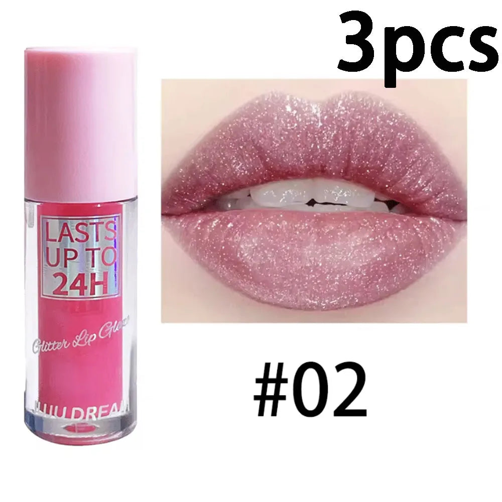 Flowing light Glitter Lip Glaze Long Lasting Lip Gloss Waterproof Liquid Lipstick Makeup Lip Oil Lip Tint Moisturizing