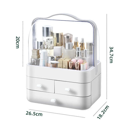 1pc Cosmetics Receiving Box Dust-Proof Desktop Makeup Organizer with Drawer for Skin Care Products Household Storage Box Shelf